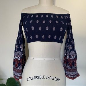 Boho off the shoulder crop top
